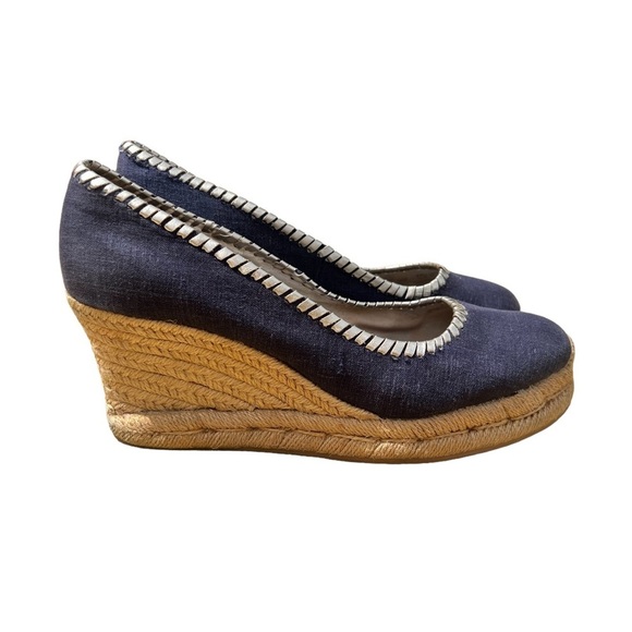 Jack Rogers Palmer Jute-wrapped Wedge Espadrille Midnight Blue Beach 9.5 - Picture 1 of 7